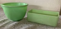 Side view of mixing bowl and refrigerator dish