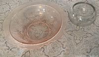 Top view showing both bowls, highlighting color difference and patterns