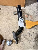 Full view of ball mount with tow ball and hitch pin