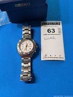 Seiko stainless steel chronograph wristwatch with box displayed