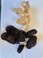 Top view of both stuffed animals on table