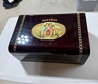 Top view of Cabañas dark mahogany humidor closed