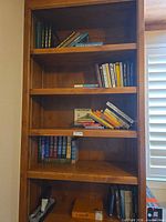 Full bookcase view showing multiple shelves of books