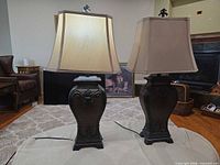 Both lamps showing bases, shades, cords