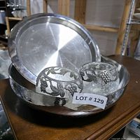 Bowl, lid and both crackle glass votive holders together