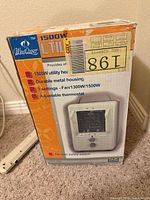 Retail box showing WindChaser WHR-1900 heater and feature list