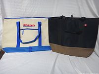 Front view of both cooler tote bags, Costco on left, President’s Choice on right