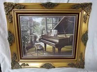 Front view of framed print showing artwork and ornate frame