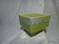 overall view showing square shape and drip glaze