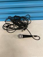 Microphone with coiled XLR cable overview