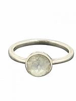 Front view of ring highlighting bezel-set stone and band