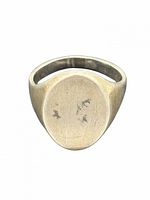 Front view of sterling silver signet ring showing unengraved oval face