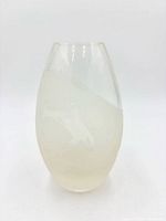 Front view of clear and frosted Swedish art glass vase