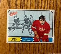 Front of 1968-69 O-Pee-Chee Gary Unger rookie card showing player image and graphics