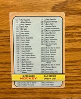 Front of 1972-73 O-Pee-Chee checklist card #19 showing card numbers 112-160