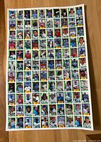 Full view of card fronts on uncut sheet
