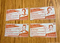 Four player-side labels showing Sakic, Yzerman, Kariya, Pronger portraits and signatures