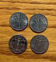 Four 1944 Canadian Victory nickels reverse side