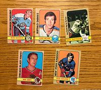Fronts of five 1972-73 O-Pee-Chee hockey cards