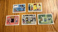 Front view of five 1989 Nintendo scratch-off cards