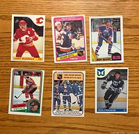 Fronts of all six O-Pee-Chee hockey cards laid out