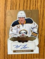Front of Hudson Fasching Fleer Showcase Hot Prospects Autos card showing autograph and serial number 372/399.