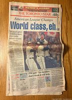 Front page of Toronto Star Oct 15 1992 with Blue Jays championship headline