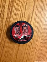 Front of McDonald’s Team Canada puck showing Blake and Pronger portraits