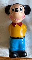 Front view of Mickey Mouse plastic coin bank