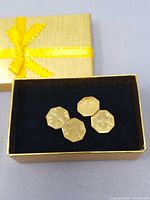 Cuff links in presentation box lid removed