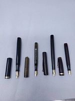 Group shot of all four Waterman fountain pens with caps and nibs visible