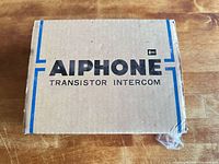 Closed box showing Aiphone Transistor Intercom branding