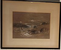 Full view of framed watercolor with mat and frame visible