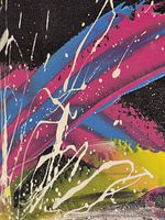 Close-up of upper left section showing colours and splatters