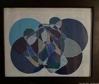 Full view of framed abstract geometric artwork