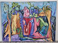 Full view of Angeline (Geline) Payne acrylic painting on canvas