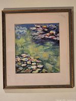Full view of framed Monet Water Lilies pastel reproduction