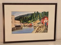 Full view of framed watercolor painting