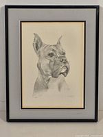 Full view of framed, matted Boxer dog print