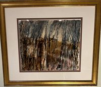 Full view of framed painting showing frame, mat, and entire artwork