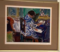 Full view of framed watercolour painting