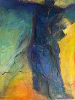 Full front view of the painting showing entire composition, colors, and figure