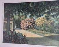 Front view of entire reproduction canvas showing garden scene