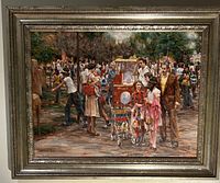 Front view of framed signed Wendell K. Hall oil painting