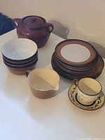 All dishware pieces grouped