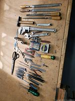 Overhead view of entire assortment laid out on workbench