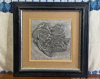 framed silver relief plaque full view