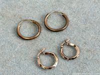 Both pairs of hoop earrings displayed flat