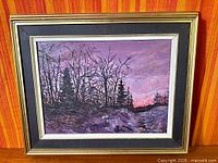 Framed oil painting front view showing full image and frame