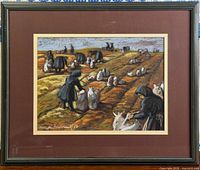 Front view of framed pastel artwork showing entire composition, matting and frame